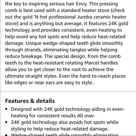 BNIB- 24k Gold pressing and styling comb - Picture 4 of 10